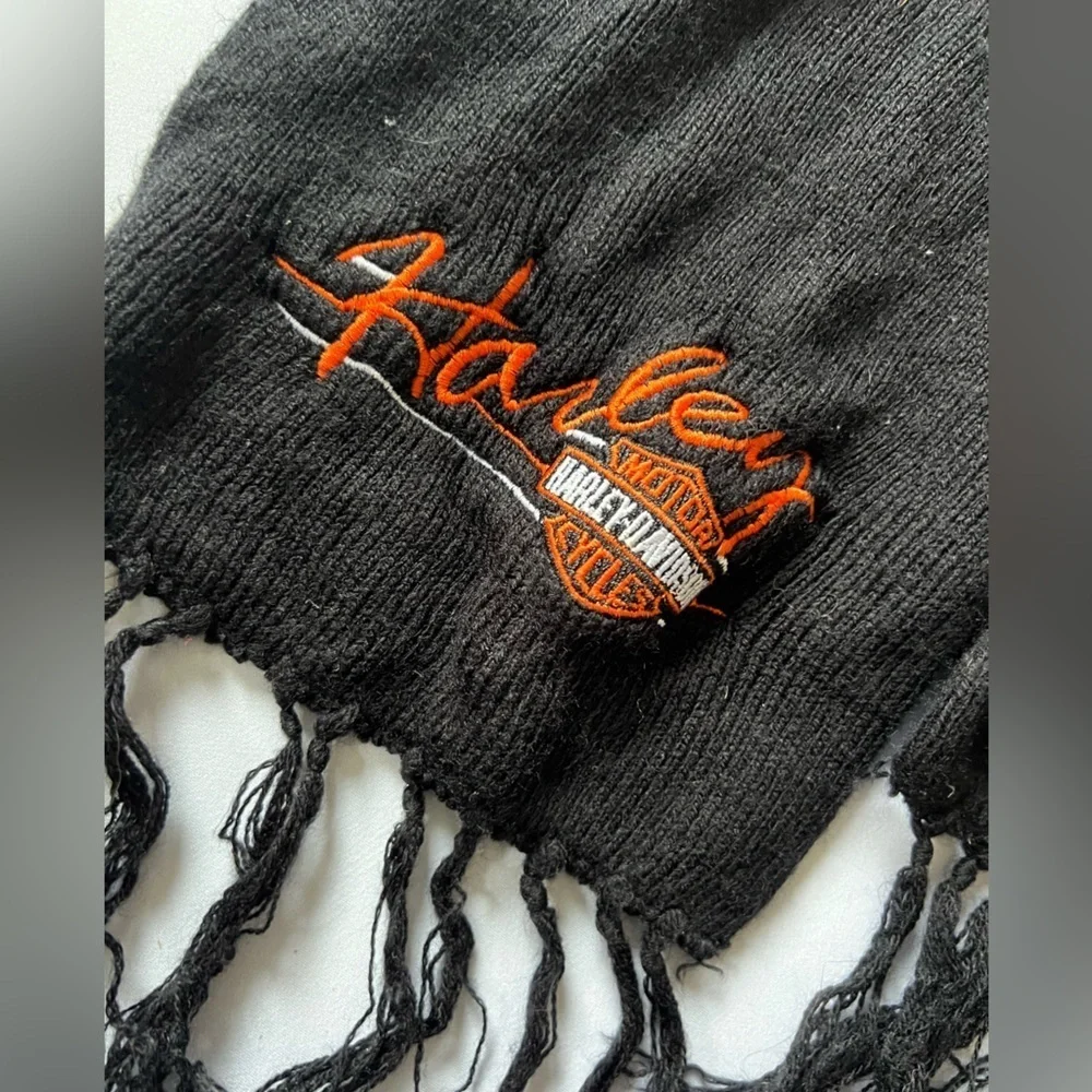 Vintage Harley Davidson script spell out‎ black and orange scarf